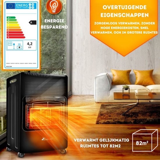 Gaskachel - max 4200 watt - incl. gasdrukregelaar en gasslang - 3 niveaus - voor butaan- of propaangasflessen tot 15 kg - Afbeelding 8