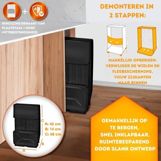 Gaskachel - max 4200 watt - incl. gasdrukregelaar en gasslang - 3 niveaus - voor butaan- of propaangasflessen tot 15 kg - Afbeelding 9