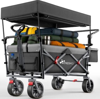 Luxe bolderkar -opvouwbare bolderkar met dak, koelvak en zijrolgordijnen - max 150 kg - massief rubberen banden en vastzetrem - met gordel