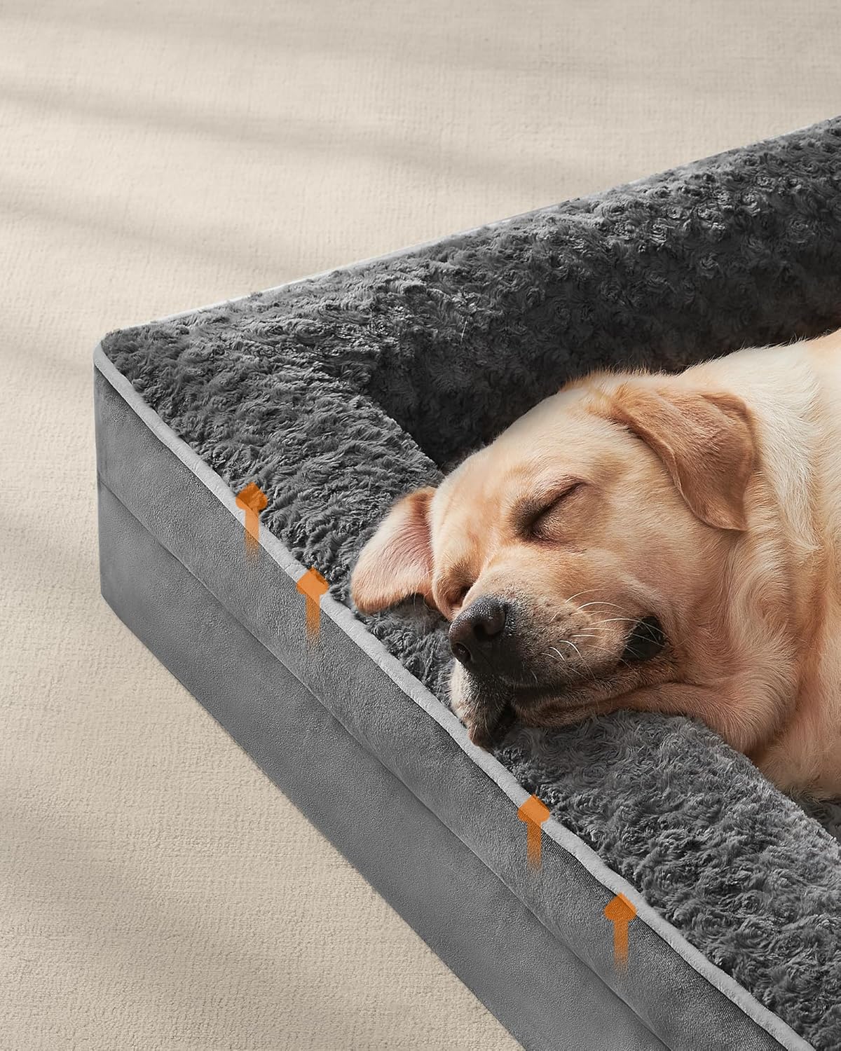Ergonmisch hondenbed - XXL 122 x 89 x 18 cm - waterdicht - met afneembare hoes - zacht - PGW254G02 - Afbeelding 3