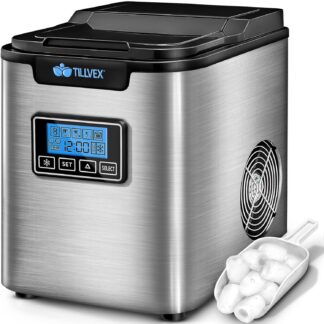 IJsblokjesmaker RVS - ijsmaker 12 kg 24 uur - bereiding in 7 min - 2,2 liter water - 2 formaten - LED-display - zilver