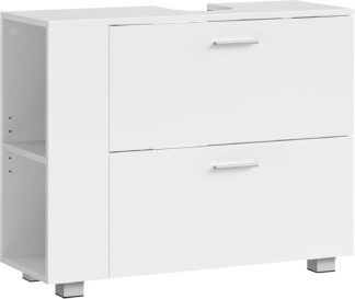 Wastafelonderkast - badkamerkast - 30 x 80 x 64 cm - 2x XL lade - wit - BBK502W01