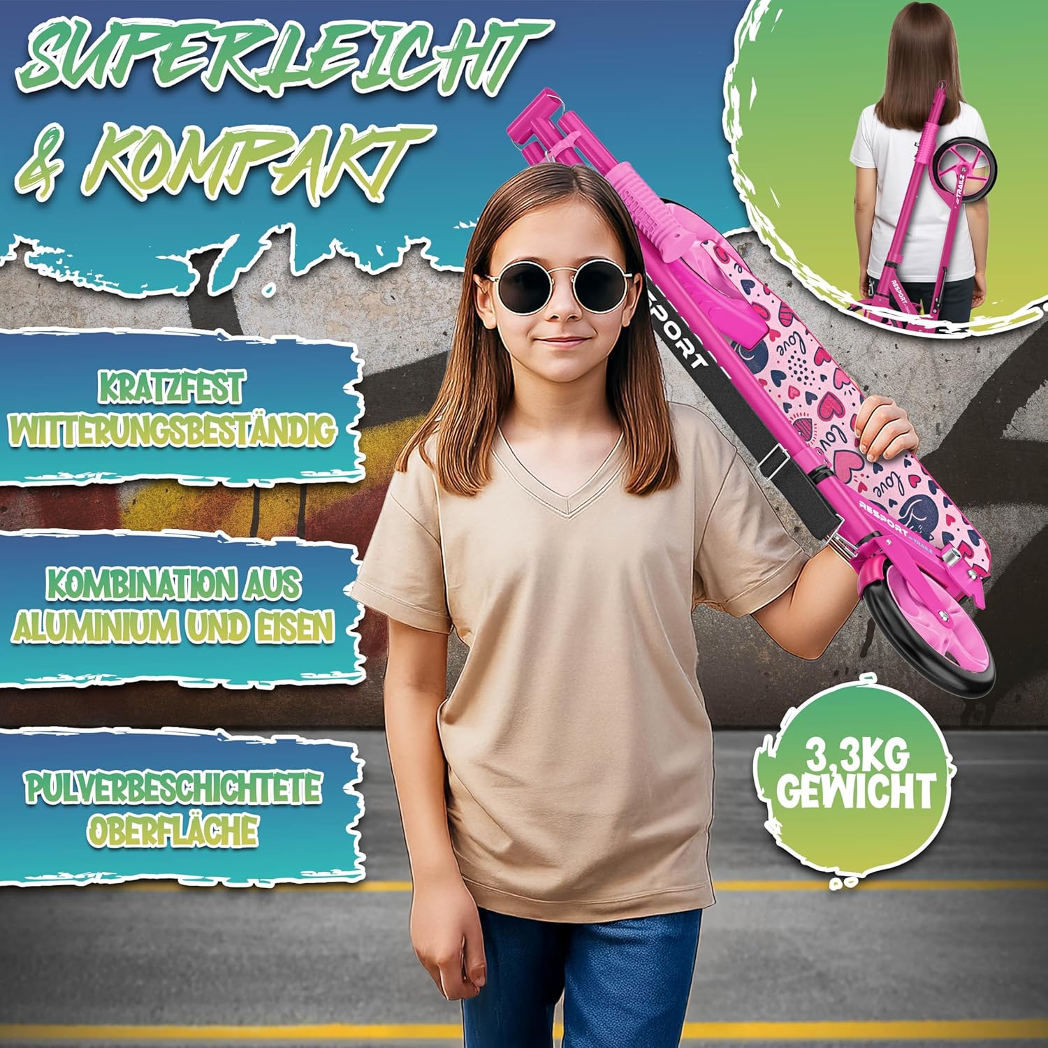 Step – XL model - voor kinderen en volwassenen – wieldiameter 200 mm – max 100 kg - roze - Afbeelding 3