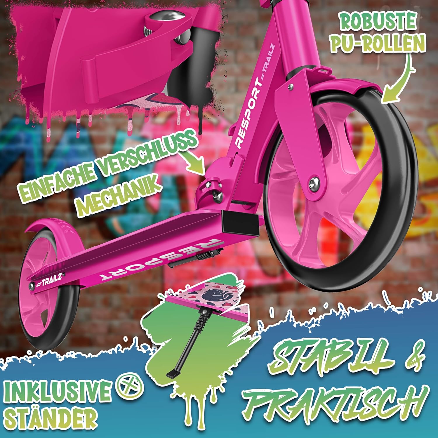 Step – XL model - voor kinderen en volwassenen – wieldiameter 200 mm – max 100 kg - roze - Afbeelding 4