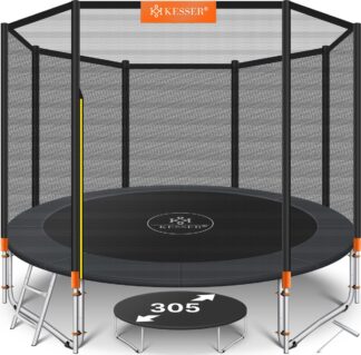 Trampoline - diameter 305 cm - met veiligheidsnet en ladder - max 150 kg belasting - zwart / oranje