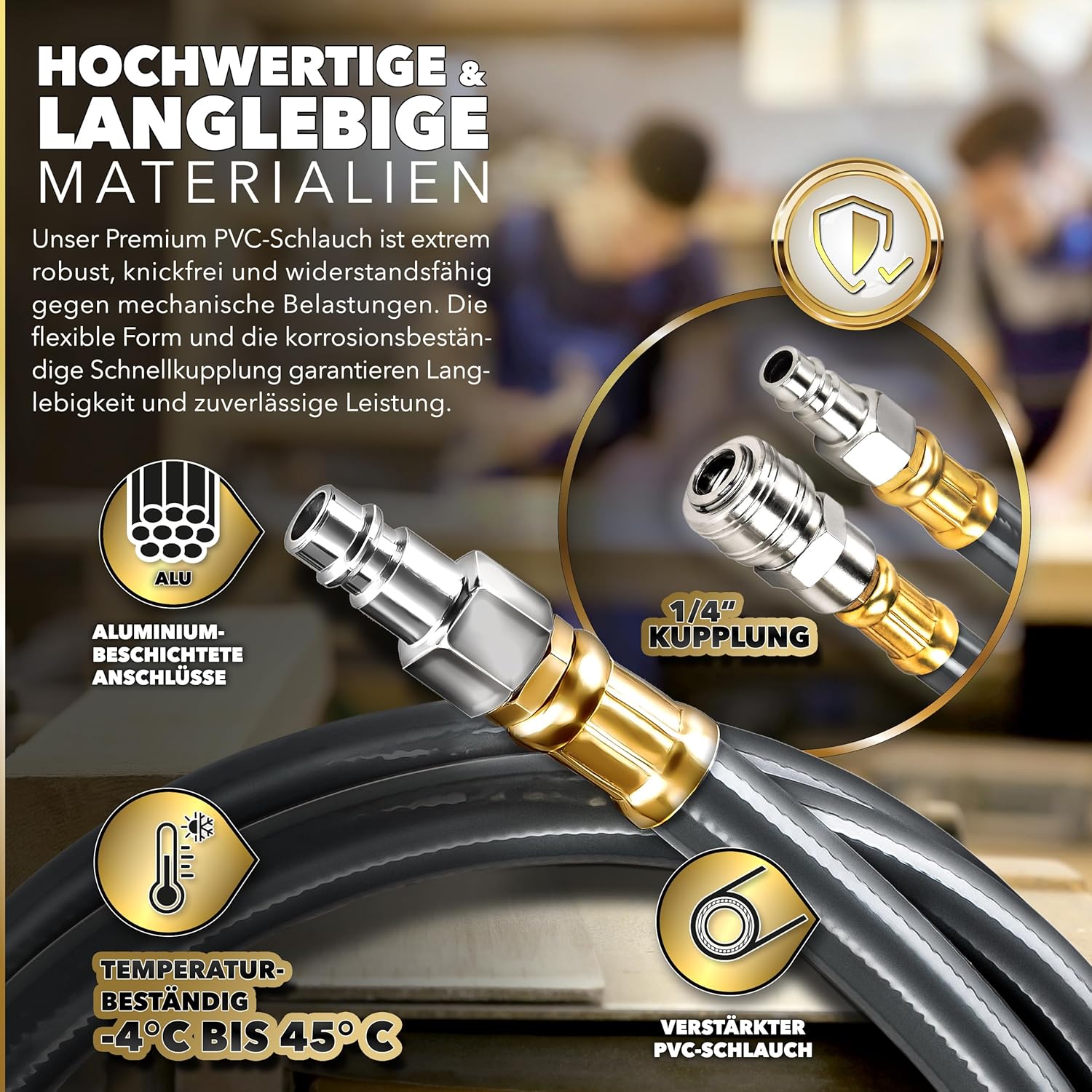 Tresko - persluchtslang met haspel - 30 meter - draaibaar - max 18 bar - grijs - Afbeelding 2