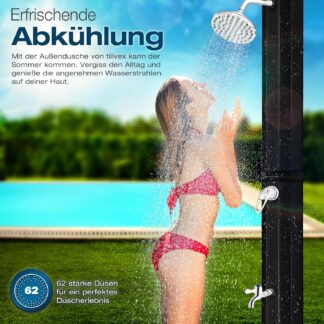 Buitendouche - Tuindouche - solar  zonneenergie - 35 liter - zwart - Tillvex