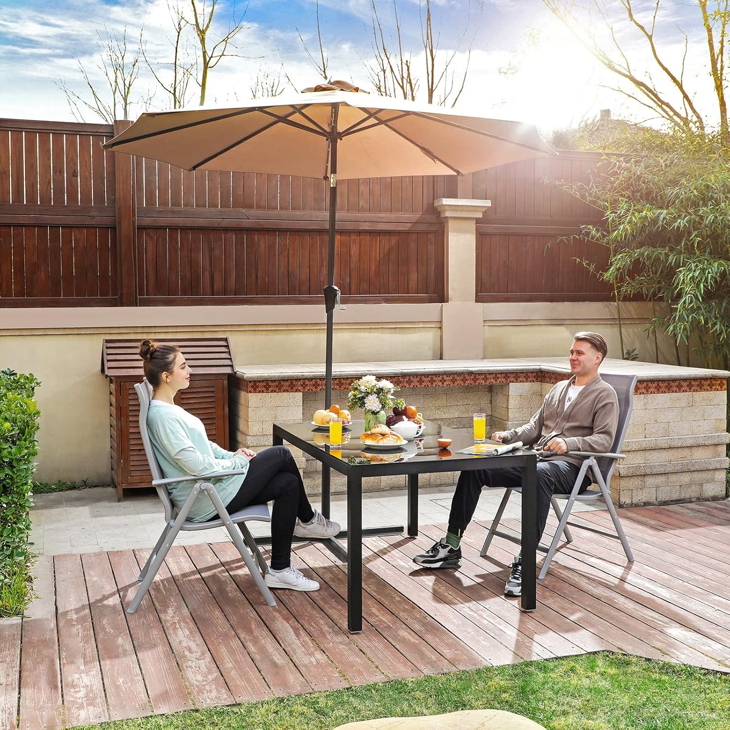 Tuinstoelen - set van 2 stuks - lichtgewicht aluminium - verstelbaar - opvouwbaar - grijs - gcb29gy - Afbeelding 3