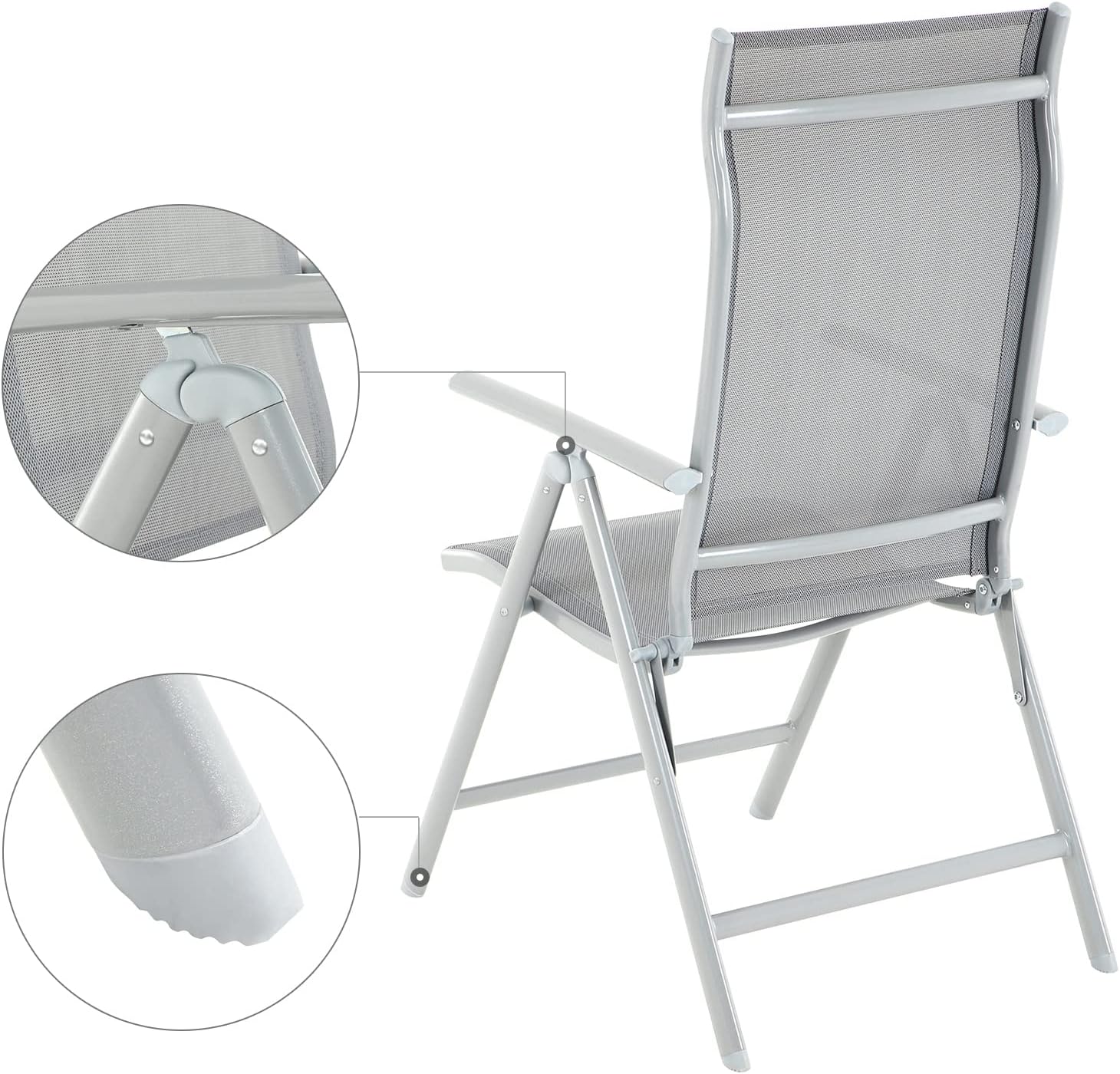 Tuinstoelen - set van 2 stuks - lichtgewicht aluminium - verstelbaar - opvouwbaar - grijs - gcb29gy - Afbeelding 7