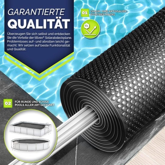 Premium zwembadzeil / afdekzeil - diameter 400 cm - warmtezeil zwembad verwarming - op maat te snijden, zonnezeil, zwembadverwarming, zwembadzonnezeil voor waterverwarming - kwaliteit 400 µm, - Afbeelding 4