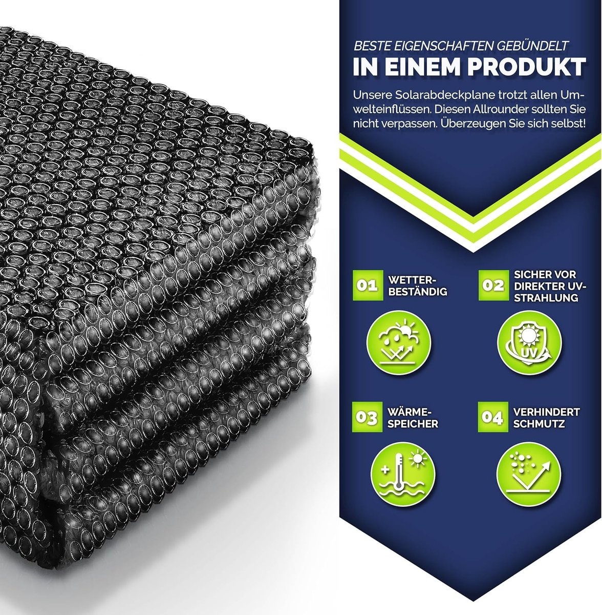 Premium zwembadzeil / afdekzeil - diameter 400 cm - warmtezeil zwembad verwarming - op maat te snijden, zonnezeil, zwembadverwarming, zwembadzonnezeil voor waterverwarming - kwaliteit 400 µm, - Afbeelding 5