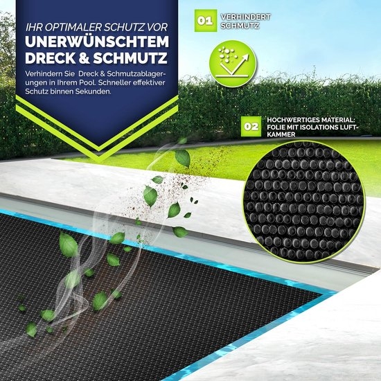 Premium zwembadzeil / afdekzeil - diameter 400 cm - warmtezeil zwembad verwarming - op maat te snijden, zonnezeil, zwembadverwarming, zwembadzonnezeil voor waterverwarming - kwaliteit 400 µm, - Afbeelding 6