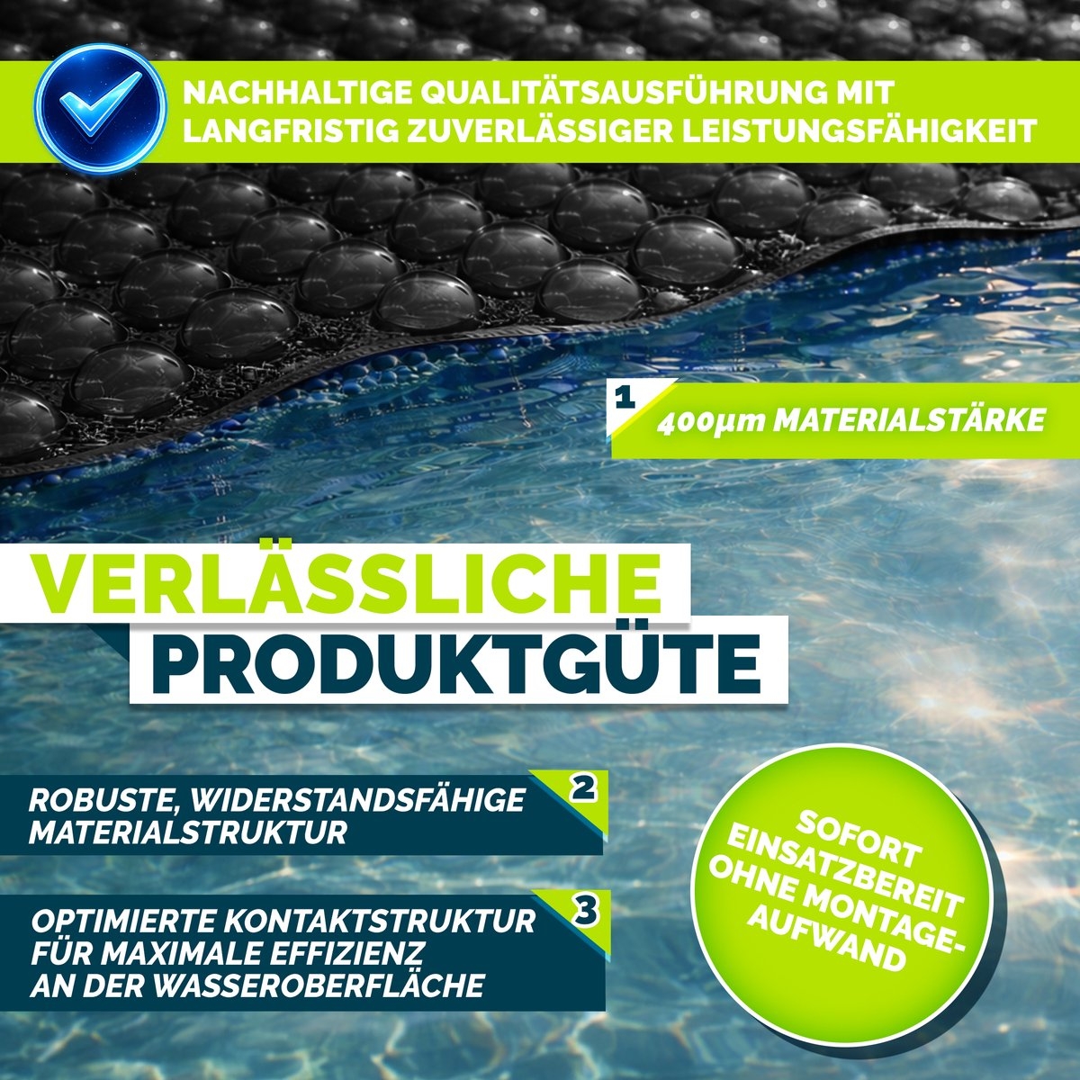 Premium zwembadzeil / afdekzeil - diameter 400 cm - warmtezeil zwembad verwarming - op maat te snijden, zonnezeil, zwembadverwarming, zwembadzonnezeil voor waterverwarming - kwaliteit 400 µm, - Afbeelding 10