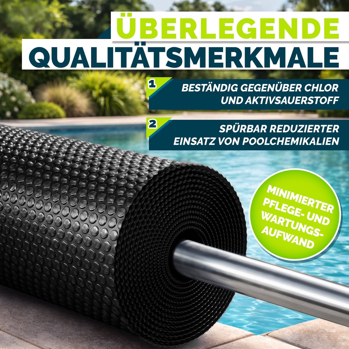 Premium zwembadzeil / afdekzeil - diameter 400 cm - warmtezeil zwembad verwarming - op maat te snijden, zonnezeil, zwembadverwarming, zwembadzonnezeil voor waterverwarming - kwaliteit 400 µm, - Afbeelding 12