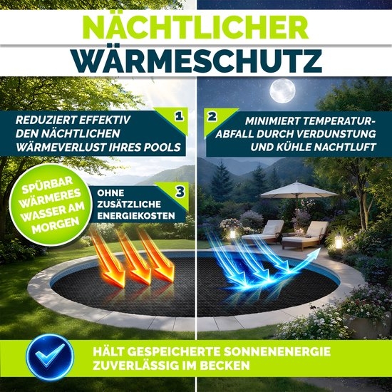 Premium zwembadzeil / afdekzeil - diameter 400 cm - warmtezeil zwembad verwarming - op maat te snijden, zonnezeil, zwembadverwarming, zwembadzonnezeil voor waterverwarming - kwaliteit 400 µm, - Afbeelding 14