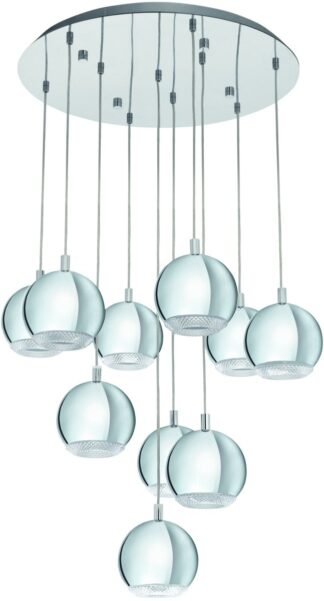 EGLO Conessa - Luxe hanglamp - 10 Lampen - Ø580mm. - Chroom en glas