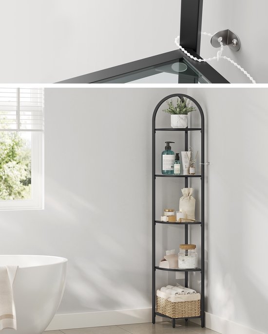 VASAGLE - 5-laags Hoekrek - Boekenrek - Organizer voor Badkamer of Planten - LGT810B61 - Afbeelding 2