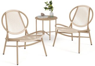 Tuinset voor balkon - bistroset - 3-delig - 2 tuinstoelen en tafel – polyrattan – bruin - GGF021K