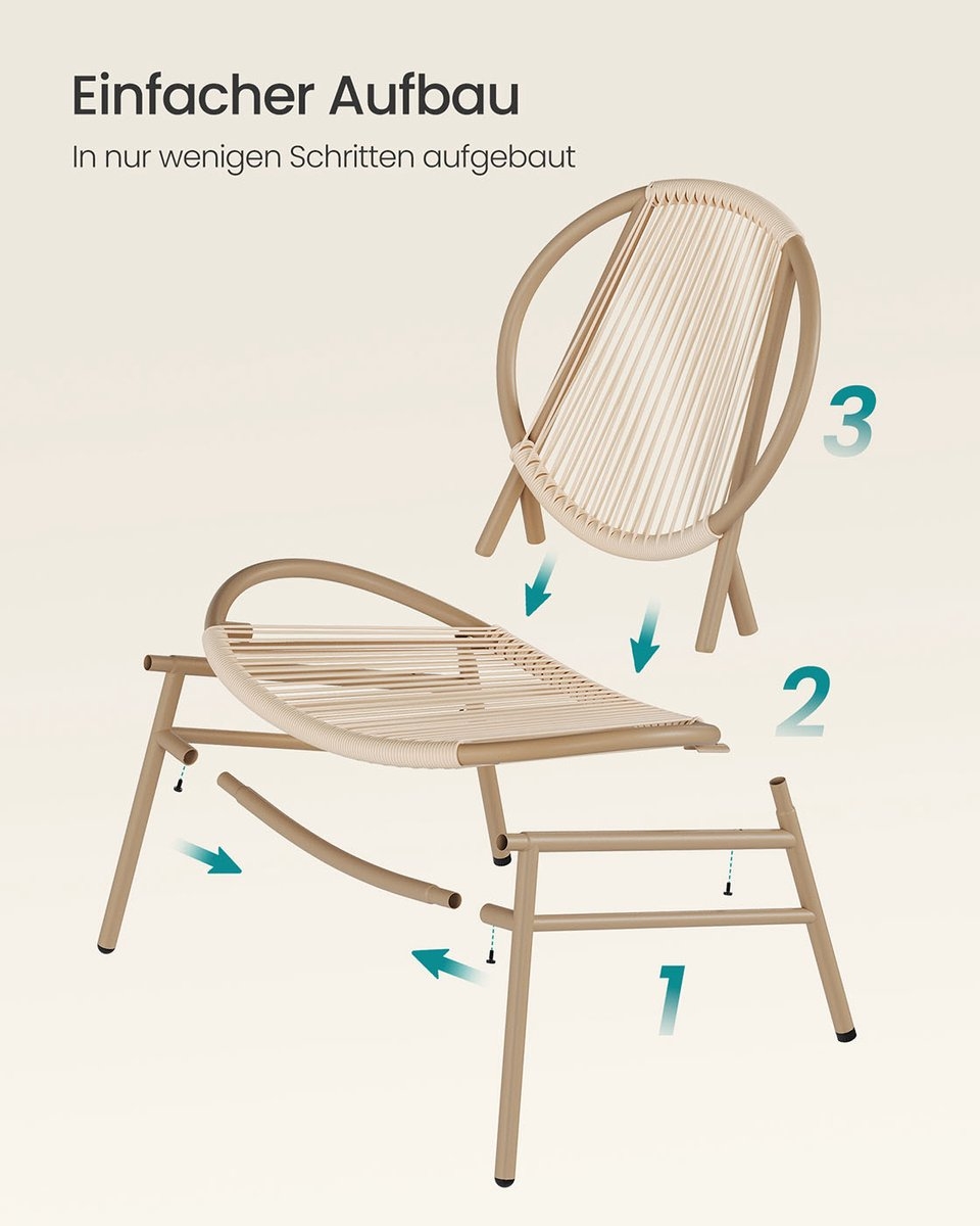Tuinset voor balkon - bistroset - 3-delig - 2 tuinstoelen en tafel – polyrattan – bruin - GGF021K - Afbeelding 6