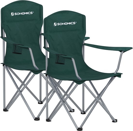 set van 2 campingstoelen - visstoelen - inklapbaar - met flessenhouder - groen - gcb08g - Afbeelding 7