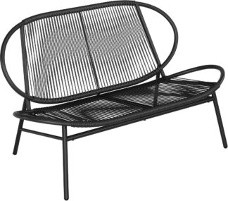 Tuinbank - 2-zits balkonbank - PE-rotan tuinbank met rugleuning 70 x 138.5 x 79 cm - inktzwart - GGF0026B