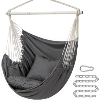 Hangstoel met 2 Kussens - Metalen Ketting - Voor Binnen en Buiten - Draagvermogen 150 kg -  GDC197G