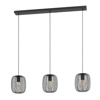 EGLO - hanglamp Derwen - zwart - 3xE27 - industrieel design