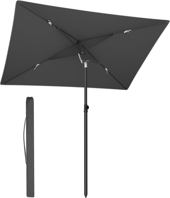 Balkonparasol - maat 232 x 149 cm - staande parasol - rechthoekig - UPF 50+ zonbescherming - kantelbaar - grijs - GPU043GZ - Afbeelding 2