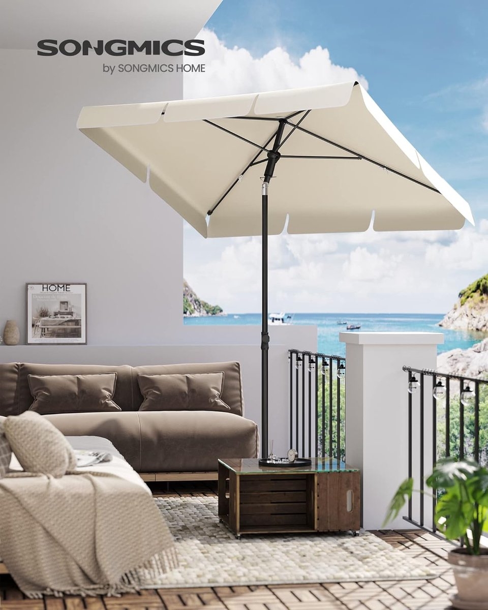 Balkonparasol - rechthoekige parasol - 200x125 - kantelbaar - beige -GPU025M - Afbeelding 2