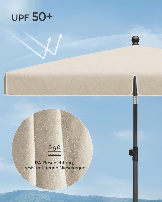 Balkonparasol - rechthoekige parasol - 200x125 - kantelbaar - beige -GPU025M - Afbeelding 5