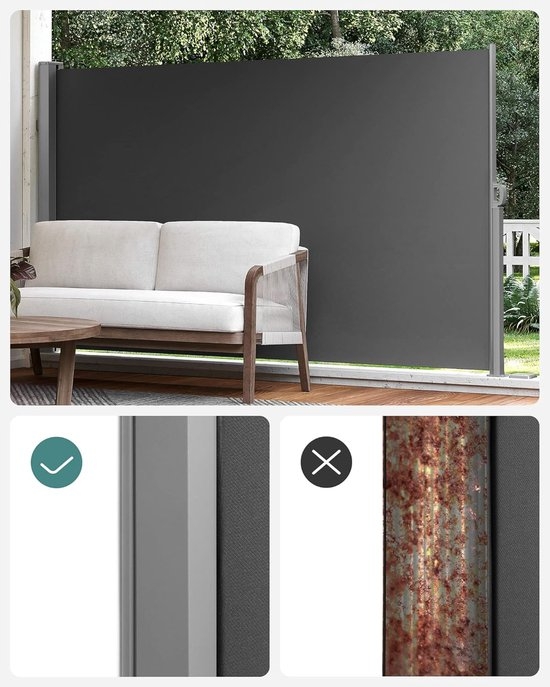 Zijluifel - uittrekbaar 160 x 300 cm - privacyscherm - zonwering horizontaal - antraciet - GSA160T - Afbeelding 5