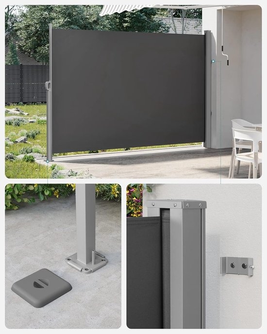 Zijluifel - uittrekbaar 160 x 300 cm - privacyscherm - zonwering horizontaal - antraciet - GSA160T - Afbeelding 6