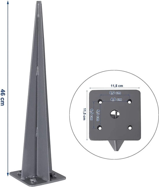 Grondanker parasol en zijluifel - parasolvoet staande parasol - GSA001 - Afbeelding 6