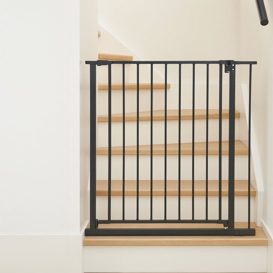 Traphekje zonder boren - voor montagebreedte 82 - 87 cm - veiligheidshekje kind - zwart - Afbeelding 3