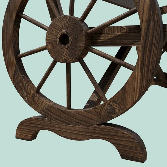 Tuinbank - wieldesign / wagenwiel - 114 cm breed - tot 150 kg - donkerbruin hout - Afbeelding 6