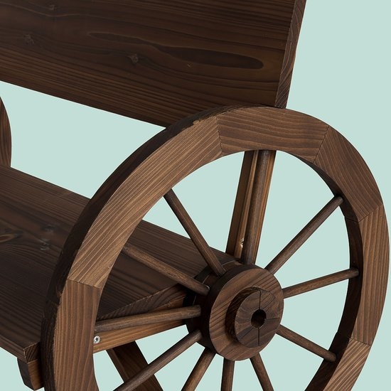 Tuinbank - wieldesign / wagenwiel - 114 cm breed - tot 150 kg - donkerbruin hout - Afbeelding 7