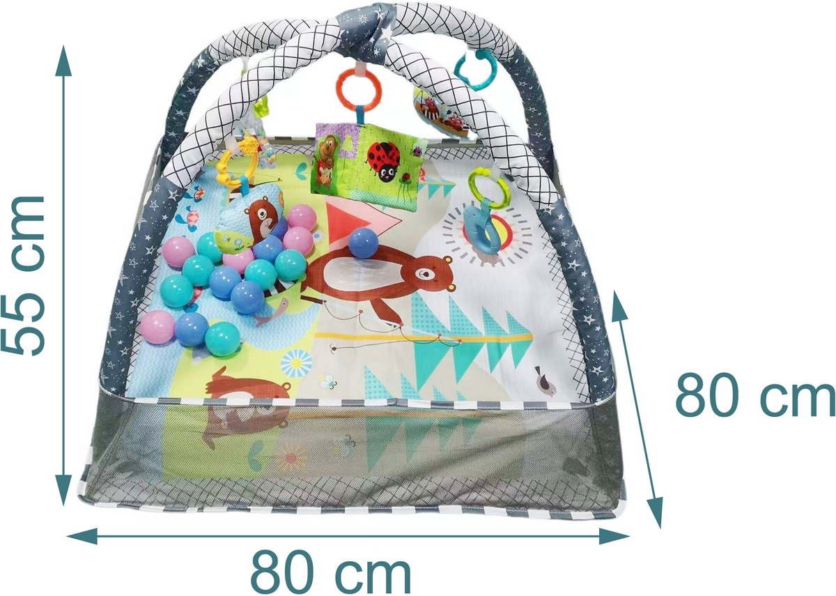 Speelboog - activity gym - baby speelmat - meerkleurig - 80x55x80 cm - met hangspeeltjes - Afbeelding 4