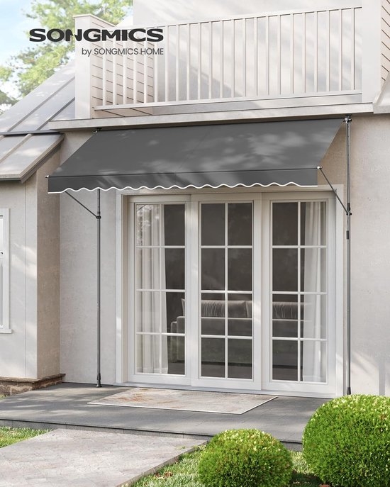 Klemzonwering - zonwering - breedte 300 cm - zonnescherm voor balkon - in hoogte verstelbaar - met zwengel - uitval 120 cm - antraciet - Afbeelding 2