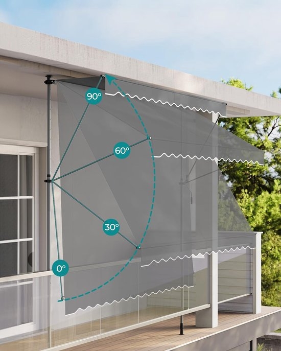 Klemzonwering - zonwering - breedte 300 cm - zonnescherm voor balkon - in hoogte verstelbaar - met zwengel - uitval 120 cm - antraciet - Afbeelding 4