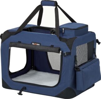Transportbox hond  - draagbare bench - hondentas - 50 x 35 x 35 cm - donkerblauw - PDC50