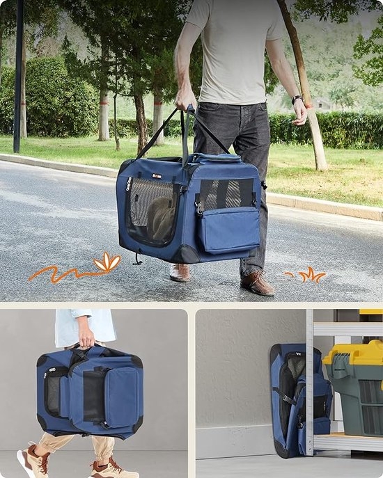 Transportbox hond - draagbare bench - hondentas - 50 x 35 x 35 cm - donkerblauw - PDC50 - Afbeelding 5