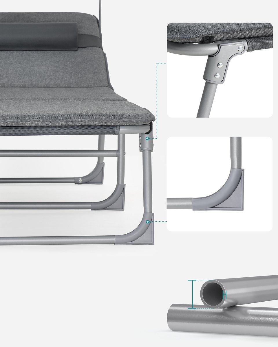 Ligstoel met dik kussen - loungebed - verstelbare rugleuning - opklapbaar - GCB19U - Afbeelding 6