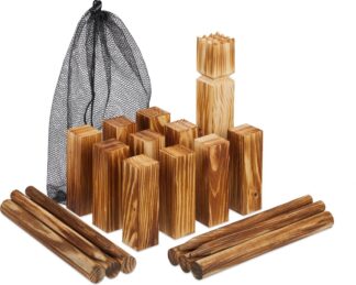 kubb spel - outdoor - 21 blokken - kinderen - volwassenen - 2 teams - hout - met net - buiten
