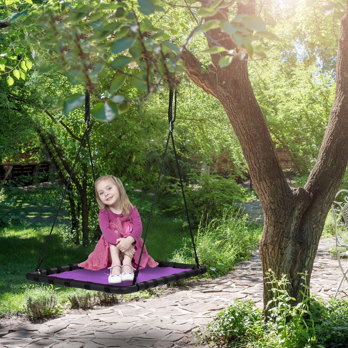 Schommel - nestschommel - XL schommel - 77 x 103 cm - kinderen - volwassenen - verstelbaar - tot 100 kg - Afbeelding 3