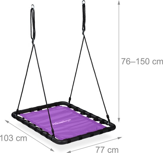 Schommel - nestschommel - XL schommel - 77 x 103 cm - kinderen - volwassenen - verstelbaar - tot 100 kg - Afbeelding 9