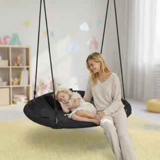 XL schommel - Nestschommel met kussen - diameter 100 cm - tot 100 kg - zwart