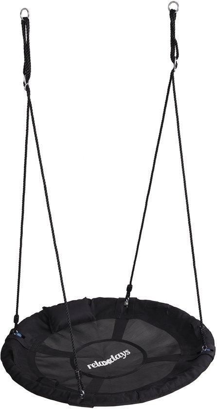 XL schommel - Nestschommel met kussen - diameter 100 cm - tot 100 kg - zwart - Afbeelding 2