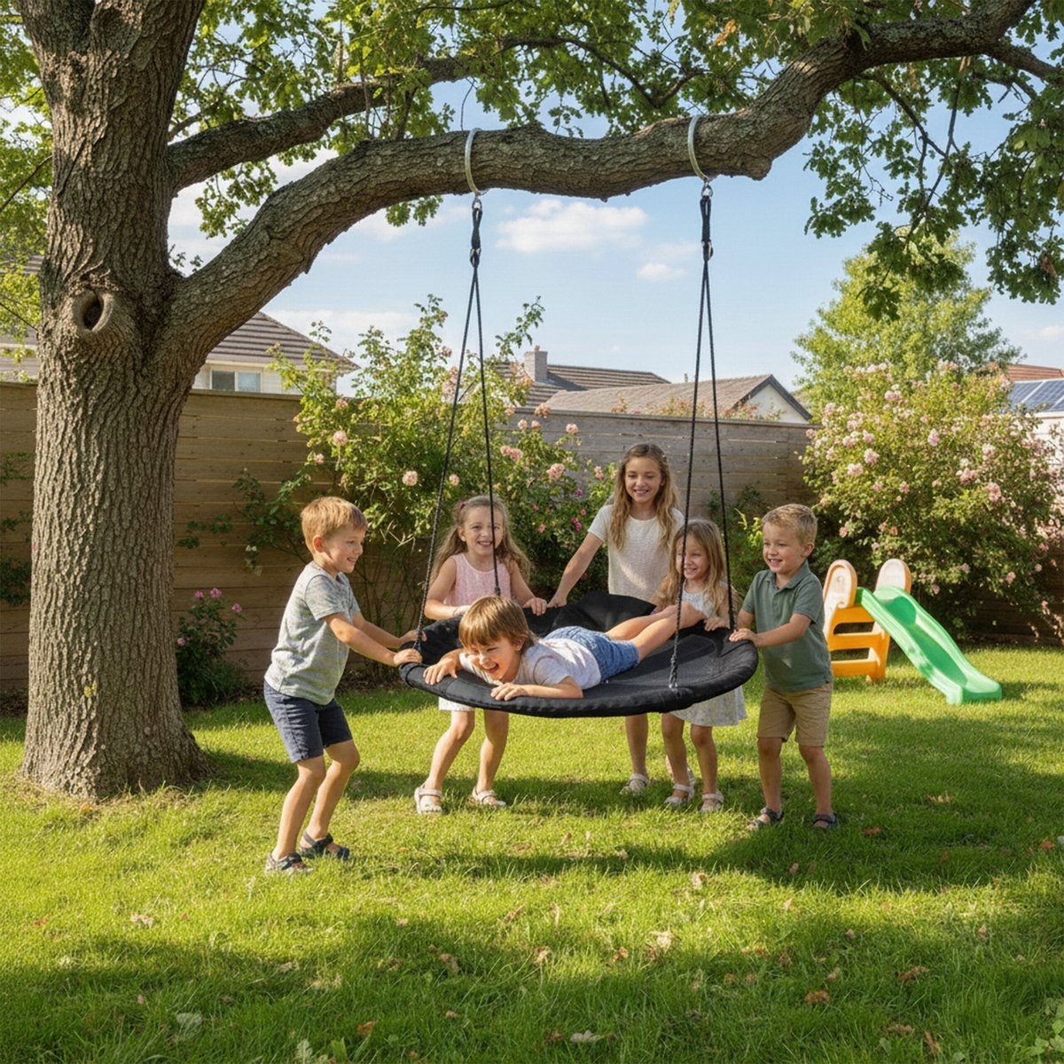 XL schommel - Nestschommel met kussen - diameter 100 cm - tot 100 kg - zwart - Afbeelding 4