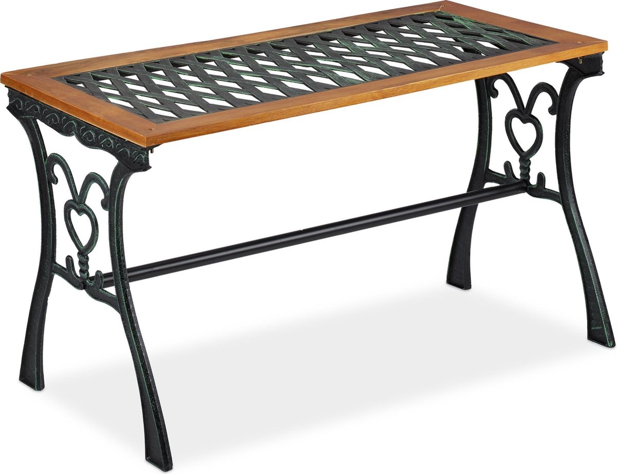 tuintafel rechthoek - buiten - 58 x 98 x 47 cm - hout - gietijzer - balkontafel - Afbeelding 10