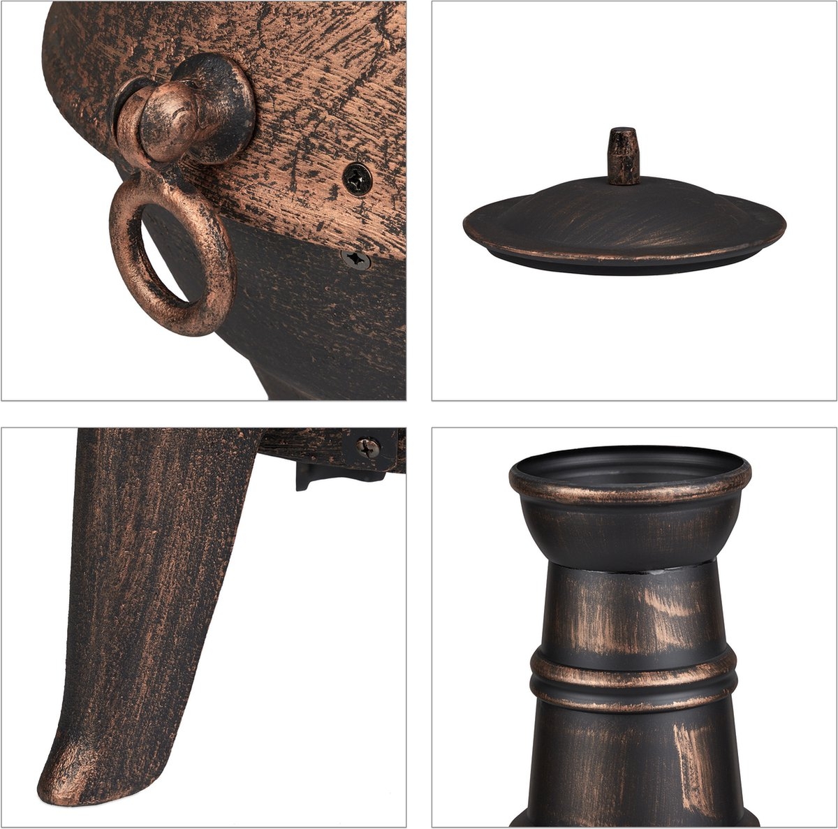 Tuinhaard - tuinkachel met vonkenscherm - hoogte 86 cm - pook - brons - Afbeelding 4